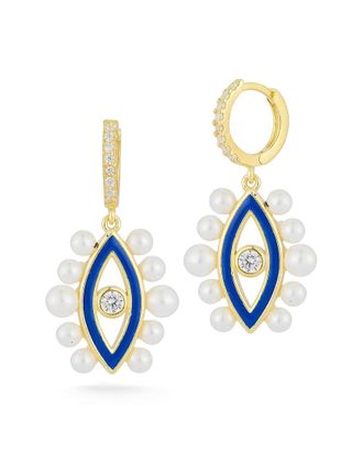 Sphera Milano 14K Over Silver Pearl Cz Earrings