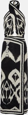 Johanna Ortiz Printed open-back linen midi dress