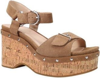 Pelle Moda Ciana Ankle Strap Platform Wedge Sandal in Driftwood at Nordstrom, Size 8.5