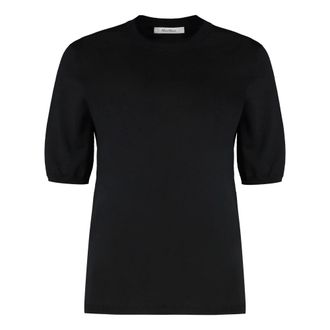 Max Mara Round-neck Knitwear, female, Black, S, Basic Wool Shirt