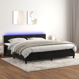 vidaXL Vidaxl - Cama Box Spring Colch&oacute;n Y Led Terciopelo Negro 200x200 Cm