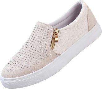 Generic Fidelio Shoes Womens Hallux Casual Flat Rhinestone Shoes Single Women Pumps Shoes Ladies Slippers, White, 6 UK