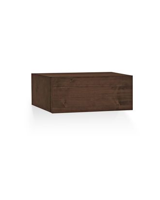 Deco Wood Mesita de noche de madera maciza flotante en tono nogal de 40x15cm