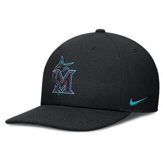 Nike Miami Marlins City Connect Pro Nike Mens Dri-FIT MLB Adjustable Hat in Black | NB09912ZMQM-N2E