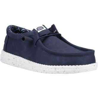 HeyDude Wally Canvas 100% Cotton Mens Navy Boat Shoes - Size UK 12