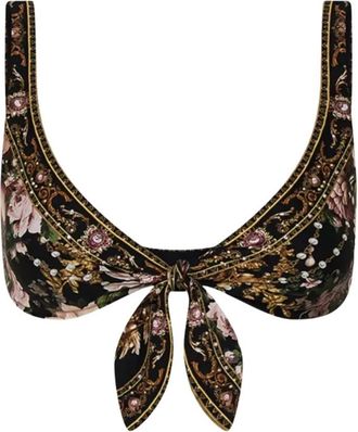 Camilla Ruched Tie Front Bra - Dames - Bikinis - Zwart - S - Badmode