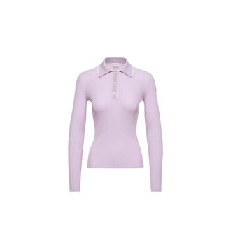 Moncler Moncler Wool Long Sleeve Polo Shirt, Women, Purple, Size: Xs
