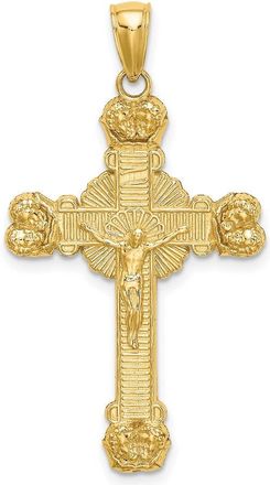 Diamond2Deal 14k Yellow Gold Crucifix Sunburst Charm