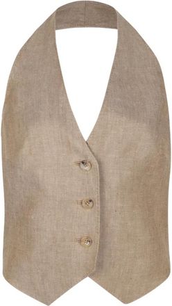Max Mara Sauro Waistcoat - Dames - Gillet - Bruin - XS - Leer - Kostuums