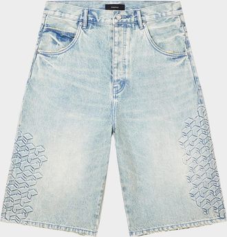 Purple Monogram Embossed Cotton Shorts