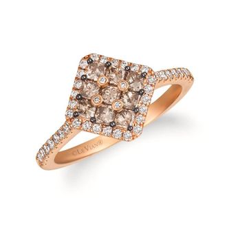 Le Vian Ladies Chocolate And Strawberry Clusters Rings set in 14K Strawberry Gold