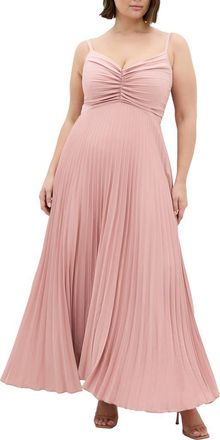 City Chic Ariana Pleated Sleeveless Dress in Vintage Rose at Nordstrom, Size 14W