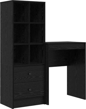 vidaXL Escritorio con almacenamiento con cajón 2 pcs Roble negro Vidaxl
