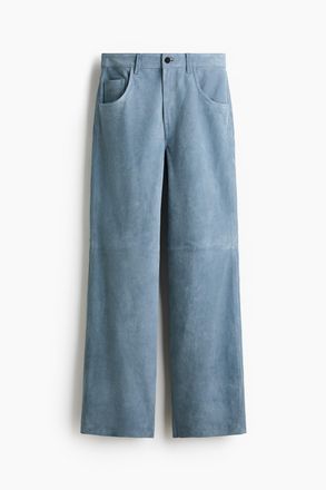 H&M Hose aus Veloursleder - Mattblau