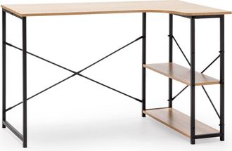 HOMN Mesa de escritorio 2 estantes negro, estilo industrial, 120 cm