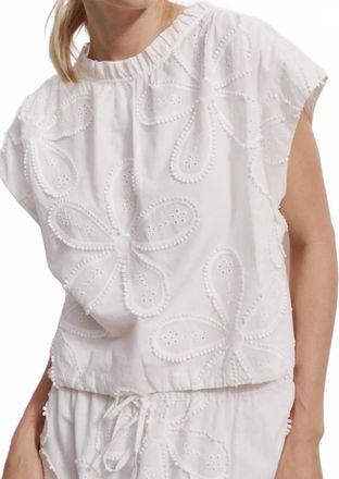 M&eacute;lissa Nepton Licia Floral Soutache Embroidery And Cap Sleeves Top In Off White