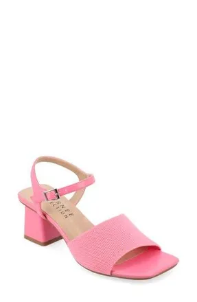 Journee Collection Evylinn Knit Block Heel Sandal in Pink at Nordstrom Rack, Size 7.5