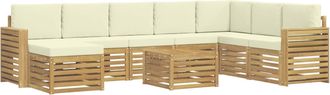 vidaXL Conjunto De Sof&aacute;s De Exterior 9 Uds. Blanco Y Crema Poli&eacute;ster Vidaxl