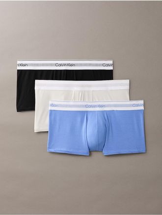 Calvin Klein Mens Icon Modal Mesh 3-Pack Low Rise Trunk - Blue - XL