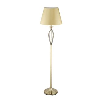 Relaxdays L&aacute;mpara Con Pantalla Textil, L&aacute;mpara De Pie, Interruptor, E27, Decorativa, Dorado - Relaxdays