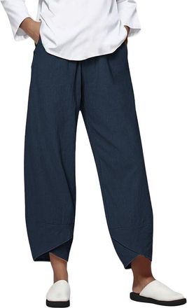 Generic Women Cotton and Linen Casual Trousers Elasticated High Waist Relax Trousers Ladies Lightweight Loose Long Yoga Pants Summer Jogger Gym Running Sweatp