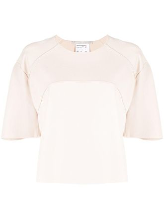 Stella McCartney piped-seam cropped blouse - women - Polyester/Viscose - 38 - Neutrals