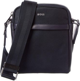 HUGO BOSS Highway N NS Zip Leather-Trim Reporter Bag
