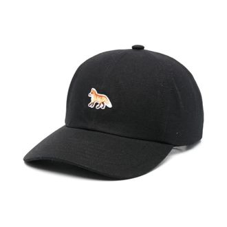Maison Kitsun&eacute; Zwarte verstelbare pet met gebogen klep - Heren - Petten - Zwart - S - Accessoires
