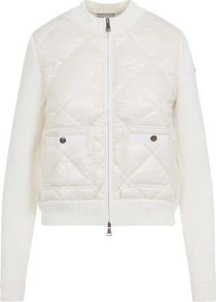 Moncler Gewatteerd gebreid vest - Dames - Bomber jackets - Wit - XS - Wol - Jassen