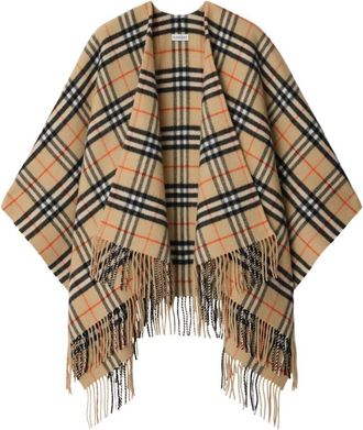 Burberry Check Wool Cashmere Cape Accessories