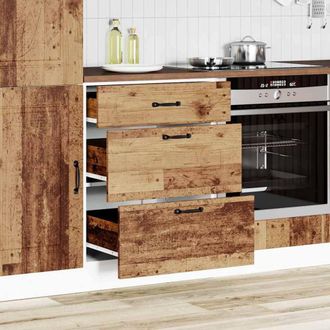 Berkfield Home Kitchen Base Cabinet Kalmar Old Wood Engineered Wood in Brown