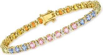 Ross-Simons Multicolored Sapphire Tennis Bracelet With. Diamonds in 14kt Yellow Gold