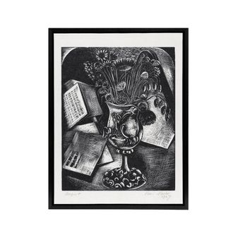 Artery8 Flower Bouquet Black White Still Life Nash Framed Canvas Wall Art | Size: W24 x H32