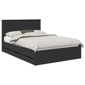 vidaXL Estructura De Cama Negro 140 X 190 Cm Madera Ingenieril Vidaxl