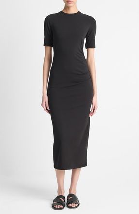 Vince Short Sleeve Midi Dress in Black at Nordstrom Rack, Size Xx-Small
