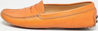 Tod's Tods Orange Leather Penny Slip On Loafers