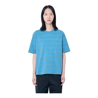 Jil Sander T-Shirts, female, Blue, Size: XS Striped Cotton-Jersey T-Shirt