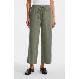 Lands End Sport Knit Pull On Drawstring Wide Leg Crop Pants in Sage at Nordstrom, Size X-Large Short