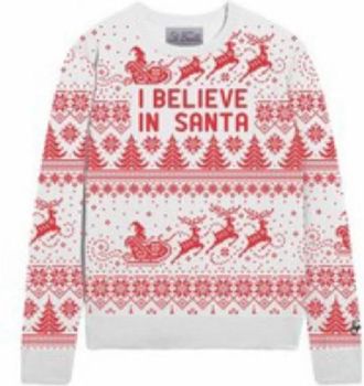MC2 Saint Barth Kasjmier Jacquard Trui Ik Geloof In De Kerstman - Dames - Ronde hals truien - Veelkleurig - XS - Kasjmier - Truien & Vesten