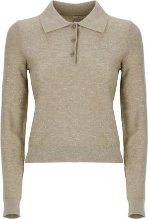 Marella Tops, Dames, Beige, M, Pailletten, Linea Emme Trui