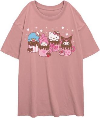 Hello Kitty Juniors Hello Kitty Lovely Mug Friends T Shirt in Desert Pink at Nordstrom, Size Xx-Large