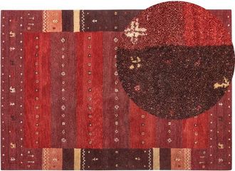 Beliani Beliani - Traditional Wool Rug Rustic Traditional Pattern 160 x 230 cm Red Sinanli