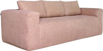 Oviala Sof&aacute; de 3 plazas de canal&eacute; con cojines rosas L 200 cm