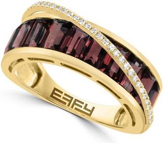 Effy 14K Yellow Gold Garnet & Diamond Channel Set Ring in 14K Gold at Nordstrom, Size 7
