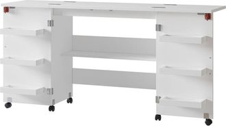 Vicco Mesa De Costura Carmen, Blanco, 160 X 80.2 Cm Con 6 Estantes, Vicco