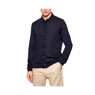 HUGO BOSS Cardigan met knopen en kraag - Heren - Vesten - Blauw - L - Truien & Vesten