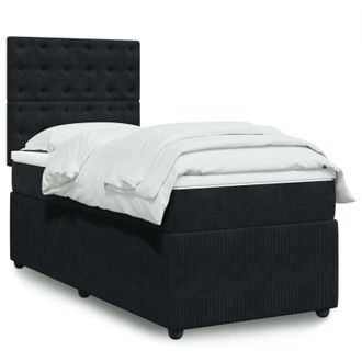 vidaXL Cama Box Spring Con Colch&oacute;n Terciopelo Negro 100x200 Cm Vidaxl