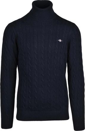 GANT Dolcevita Trecce - Heren - Truien - Blauw - Maat: 2XL Katoen