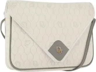 Dior Pre-owned Cross Body Bags, female, White, Size: ONE SIZE Pre-owned Honeycomb Canvas Shoulder Bag