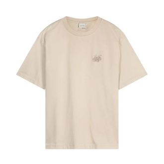 Filling Pieces Tops, Heren, Beige, 2Xl, Katoen, Geborduurd Knot T-shirt